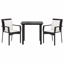 Set da Pranzo da Giardino 3 pz con Cuscini Nero in Polyrattancod mxl 100453 - Vista aggiuntiva 3