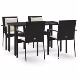 Set da Pranzo da Giardino 5 pz Nero con Cuscini in Polyrattancod mxl 124385 - Vista aggiuntiva 2