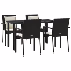 Set da Pranzo da Giardino 5 pz Nero con Cuscini in Polyrattancod mxl 124385 - Vista aggiuntiva 3