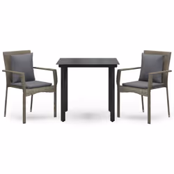 Set Salotto Giardino 3 pz con Cuscini Nero e Grigio Polyrattancod mxl 100412 - Vista aggiuntiva 2