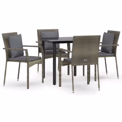 Set da Pranzo Giardino 5pz Nero e Grigio con Cuscini Polyrattancod mxl 124387 - Vista aggiuntiva 2