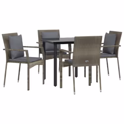 Set da Pranzo Giardino 5pz Nero e Grigio con Cuscini Polyrattancod mxl 124387 - Vista aggiuntiva 3