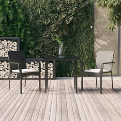 Set da Pranzo da Giardino 3 pz con Cuscini Nero in Polyrattancod mxl 76466