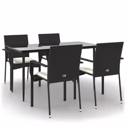 Set da Pranzo da Giardino 5 pz Nero con Cuscini in Polyrattancod mxl 124394 - Vista aggiuntiva 2