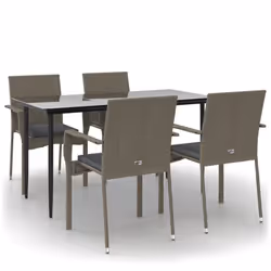 Set da Pranzo Giardino 5pz Nero e Grigio con Cuscini Polyrattancod mxl 77178 - Vista aggiuntiva 2