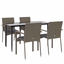 Set da Pranzo Giardino 5pz Nero e Grigio con Cuscini Polyrattancod mxl 77178 - Vista aggiuntiva 3
