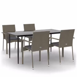 Set da Pranzo Giardino 5pz Nero e Grigio con Cuscini Polyrattancod mxl 124402 - Vista aggiuntiva 2