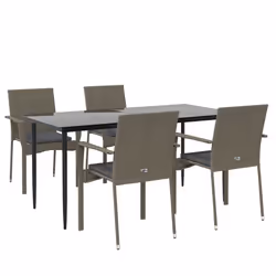 Set da Pranzo Giardino 5pz Nero e Grigio con Cuscini Polyrattancod mxl 124402 - Vista aggiuntiva 3