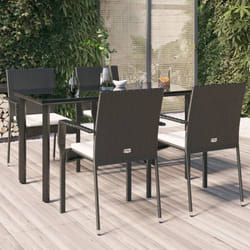 Set da Pranzo da Giardino 5 pz Nero con Cuscini in Polyrattancod mxl 76437