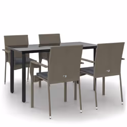 Set da Pranzo Giardino 5pz Nero e Grigio con Cuscini Polyrattancod mxl 100437 - Vista aggiuntiva 2