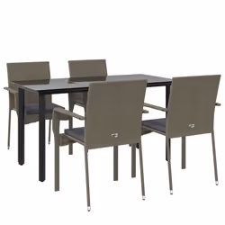 Set da Pranzo Giardino 5pz Nero e Grigio con Cuscini Polyrattancod mxl 100437 - Vista aggiuntiva 3
