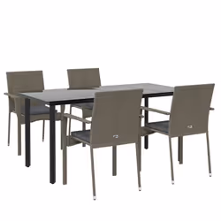Set da Pranzo Giardino 5pz Nero e Grigio con Cuscini Polyrattancod mxl 124393 - Vista aggiuntiva 3