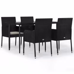 Set da Pranzo da Giardino 5 pz Nero con Cuscini in Polyrattancod mxl 100433 - Vista aggiuntiva 2