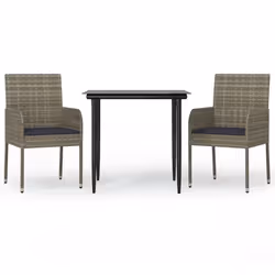 Set Salotto Giardino 3 pz con Cuscini Nero e Grigio Polyrattancod mxl 124397 - Vista aggiuntiva 2