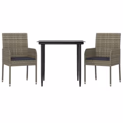 Set Salotto Giardino 3 pz con Cuscini Nero e Grigio Polyrattancod mxl 124397 - Vista aggiuntiva 3