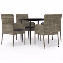 Set da Pranzo Giardino 5pz Nero e Grigio con Cuscini Polyrattancod mxl 76443 - Vista aggiuntiva 2