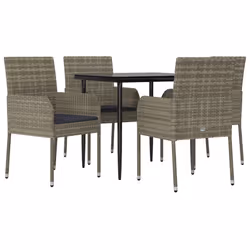Set da Pranzo Giardino 5pz Nero e Grigio con Cuscini Polyrattancod mxl 76443 - Vista aggiuntiva 3