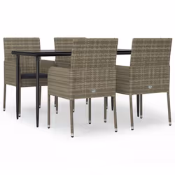 Set da Pranzo Giardino 5pz Nero e Grigio con Cuscini Polyrattancod mxl 100456 - Vista aggiuntiva 2