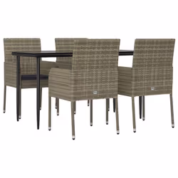 Set da Pranzo Giardino 5pz Nero e Grigio con Cuscini Polyrattancod mxl 100456 - Vista aggiuntiva 3