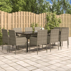 Vidaxl - Set Mobili Giardino 11 pz con Cuscini Polyrattan Nero e Grigio