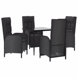 Set da Pranzo da Giardino 5 pz Nero con Cuscini in Polyrattancod mxl 124398 - Vista aggiuntiva 3