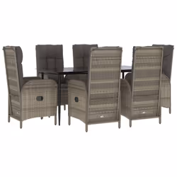 Set da Pranzo Giardino 7pz Nero e Grigio con Cuscini Polyrattancod mxl 124408 - Vista aggiuntiva 3