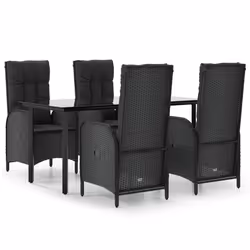 Set da Pranzo da Giardino 5 pz Nero con Cuscini in Polyrattancod mxl 100414 - Vista aggiuntiva 2