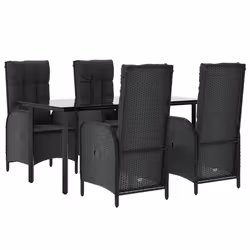 Set da Pranzo da Giardino 5 pz Nero con Cuscini in Polyrattancod mxl 100414 - Vista aggiuntiva 3