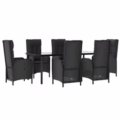 Set da Pranzo da Giardino 7 pz Nero con Cuscini in Polyrattancod mxl 100455 - Vista aggiuntiva 3