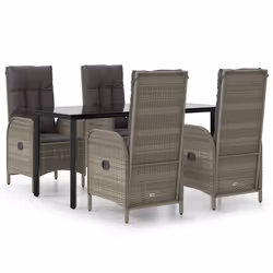 Set da Pranzo Giardino 5pz Nero e Grigio con Cuscini Polyrattancod mxl 100445 - Vista aggiuntiva 2