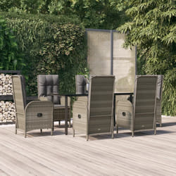 Set da Pranzo Giardino 7pz Nero e Grigio con Cuscini Polyrattancod mxl 77181