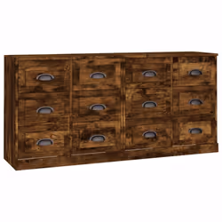 vidaXL Credenze 2 pz Rovere Fumo in Legno Multistrato - Vista aggiuntiva 2