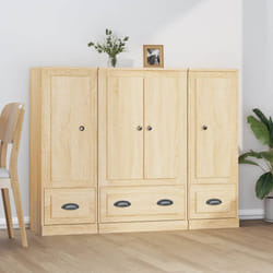 vidaXL Credenze 3 pz Rovere Sonoma in Legno Multistrato