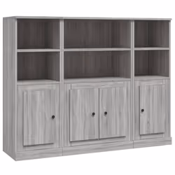 vidaXL Credenze 3 pz Grigio Sonoma in Legno Multistrato - Vista aggiuntiva 2