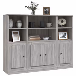 vidaXL Credenze 3 pz Grigio Sonoma in Legno Multistrato - Vista aggiuntiva 3