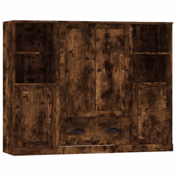 vidaXL Credenze 3 pz Rovere Fumo in Legno Multistrato - Vista aggiuntiva 2