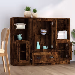 vidaXL Credenze 3 pz Rovere Fumo in Legno Multistrato - Vista aggiuntiva 3