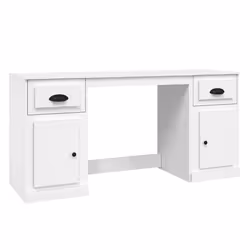 vidaXL Scrivania con Armadietto Bianco in Legno Multistrato - Vista aggiuntiva 2