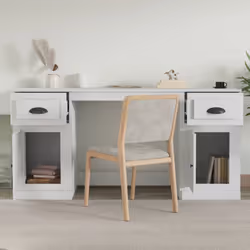 vidaXL Scrivania con Armadietto Bianco in Legno Multistrato - Vista aggiuntiva 3