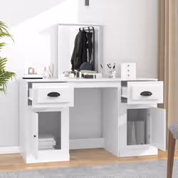 vidaXL Toeletta con Specchio Bianco 130x50x132,5 cm - Vista aggiuntiva 3