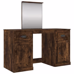 vidaXL Toeletta con Specchio Rovere Fumo 130x50x132,5 cm - Vista aggiuntiva 2