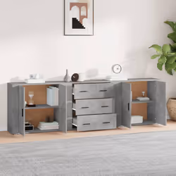 Credenze 3 pz Grigio Cemento in Legno Multistratocod mxl 77350 - Vista aggiuntiva 3