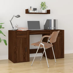 Scrivania con Armadietto, Scrivania da Studio Rovere Marrone in Legno Multistrato Vidaxl