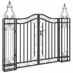 Cancello da Giardino Nero 121x8x100 cm in Ferro Battuto cod mxl 127970 - Vista aggiuntiva 2