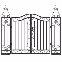 Cancello da Giardino Nero 121x8x100 cm in Ferro Battuto cod mxl 127970 - Vista aggiuntiva 3