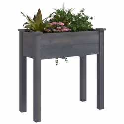 Fioriera con Fodera Grigia 71x37x76 cm Legno Massello di Abetecod mxl 106790 - Vista aggiuntiva 3