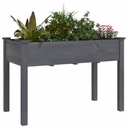 Fioriera con Fodera Grigia 118x59x76cm Legno Massello di Abetecod mxl 130770 - Vista aggiuntiva 3