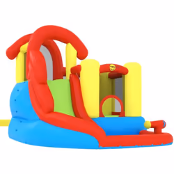 Questo castello gonfiabile con lo scivolo e la piscina della Happy Hop è il parco giochi perfetto per i bambini che possono s ...