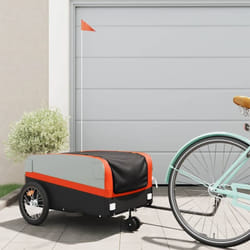 vidaXL Rimorchio da Bici Nero e Arancione 45 kg in Ferro