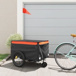 Vidaxl - Rimorchio da Bici Nero e Arancione 45 kg in Ferro